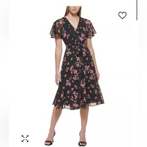 Women’s Calvin Klein 16 floral flutter sleeve midi dress